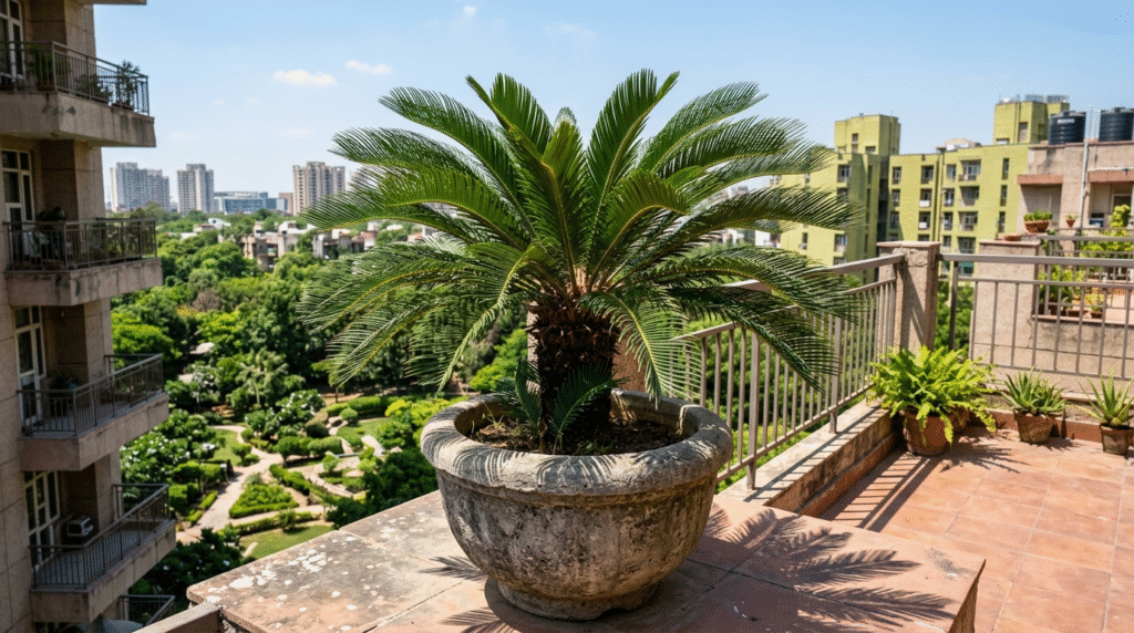 Bamboo Palm plant near a bright window