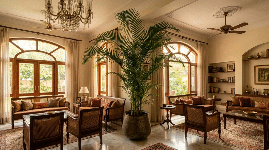 Kentia Palm plant with tall sweeping fronds
